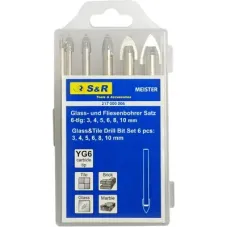 Набор сверл S&R Meister стекло/керамика 3,4,5,6,8,10мм 6шт. (217000006)