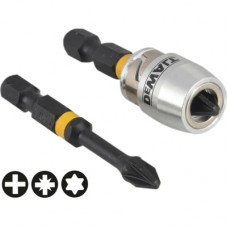 Набір біт DeWALT IMPACT TORSION, ударних, Pz2, L=50 мм, 2 шт.+магнітний тримач (DT70535T)