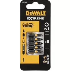 Набір біт DeWALT IMPACT TORSION, ударні, Pozidriv, Pz1, L=25 мм, 5 шт (DT7386T)