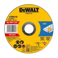 Круг відрізний DeWALT HIGH PERFOR, нержавіюча сталь/листовий метал,125x1.0x22,23 мм, 10 шт (DT43972)