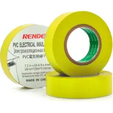 Изоляционная лента Render 0.19мм*16мм*7м Yellow, temp-10+80°С, 2000V, 10 шт. (0,19мм*16мм*7м-Y)