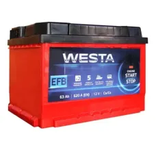 Акумулятор автомобільний Westa 6CT-63 А (0) RED EFB