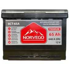 Аккумулятор автомобильный NORVEGO ВЕСТА Premium 65A +прав (0) (640 пуск)