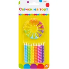 Свічка Maxi 24 шт на торт; 12 підставок для свічок (MX620100.C09)