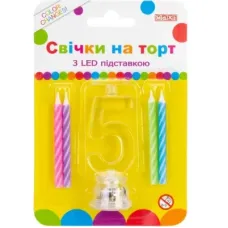 Свічка Maxi 4 шт. на торт з LED підставкою 