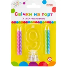 Свічка Maxi 4 шт. на торт з LED підставкою 