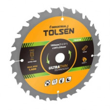 Диск пильний Tolsen з ТВС напайками по дереву 190х24Т*20мм Ultra тонкий (76434)