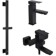 Душевой гарнитур Kroner Edelstahl Kubus - SCH060 + змішувач Edelstahl Kubus - SCH010 + штанга для душу Edelstahl Kubus - (CVS30161)
