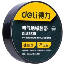 Ізоляційна стрічка Deli 0,13 мм x 18 мм x 20 м чорна (DL5261B)