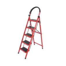 Лестница Voltronic 125см, до 150кг, 5 ступенек с резиновыми ковриками, металлическая (YT43354)