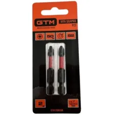 Біта для шуруповерта GTM ударних, PZ2, 50мм, 2шт. (SBI-Z2-50B)