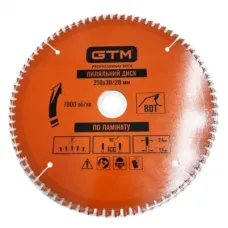 Диск пильный GTM 210×30мм, 80 зубов, по ламинату (SBL-21080)