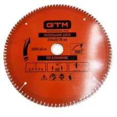 Диск пильный GTM 254×30мм, 100 зубов, по алюминию (SBA-254100)