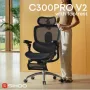 Офисное кресло Sihoo C300 PRO V2, Black, с подставкой для ног (C300-PRO-V2-B101-JT)