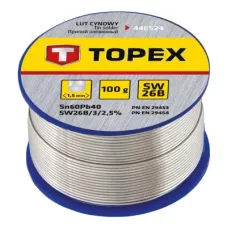 Припій для пайки Topex олов'яний 60%Sn, дрiт 1.5 мм,100 г (44E524)